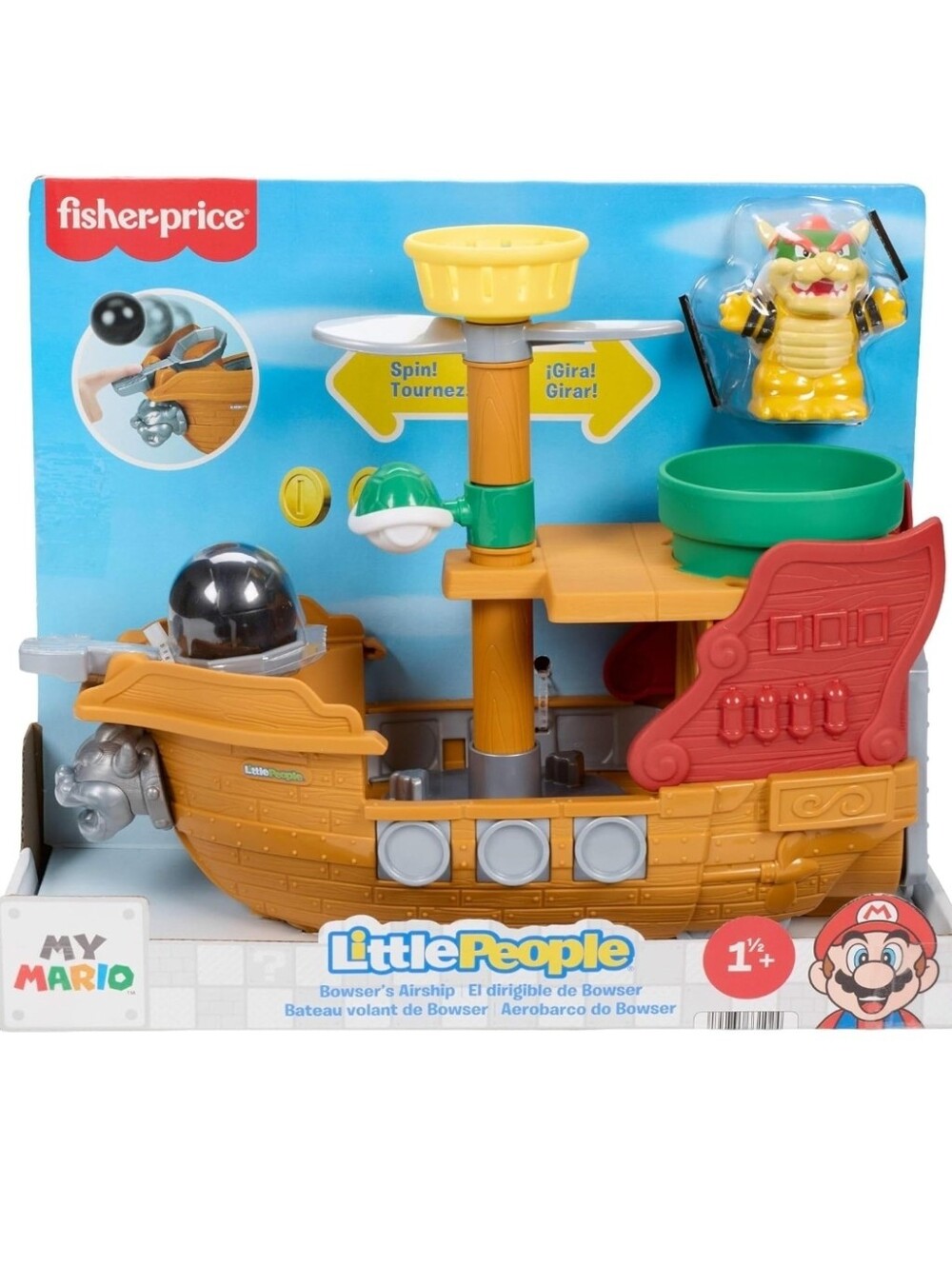 Fisher-Price Little People My Mario Bowser’s Airship ToyPlayset with 1 Figure &